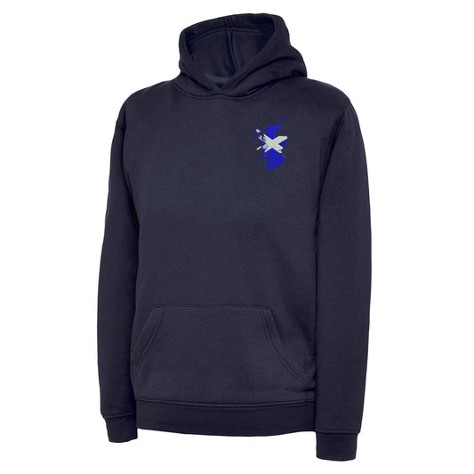 Scotland Flag Map Embroidered Children's Hoodie