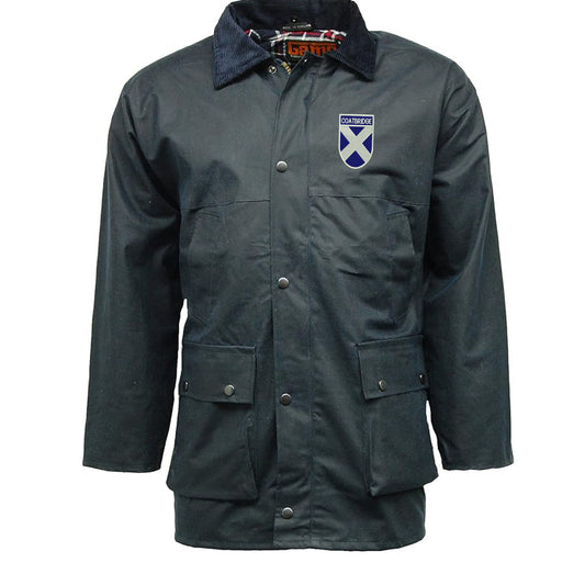 Coatbridge Flag of Scotland Shield Padded Wax Jacket