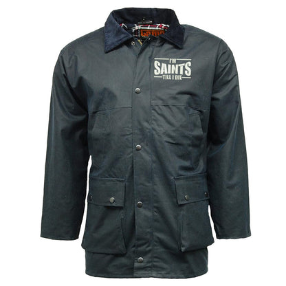 I'm Saints Till I Die Embroidered Padded Wax Jacket