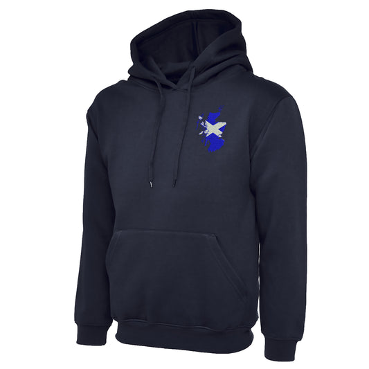 Scotland Flag Map Embroidered Hoodie