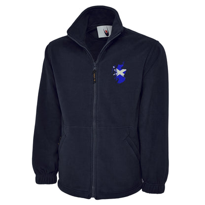 Scotland Flag Map Embroidered Premium Fleece Jacket
