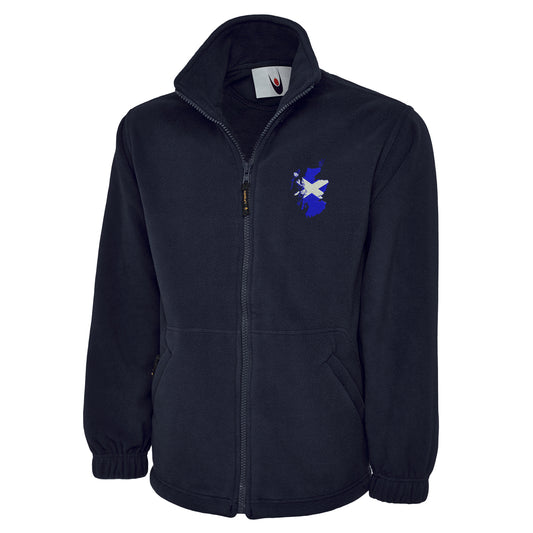 Scotland Flag Map Embroidered Premium Fleece Jacket