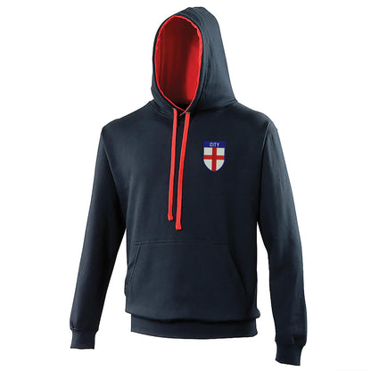 City Flag of England Shield Contrast Hoodie