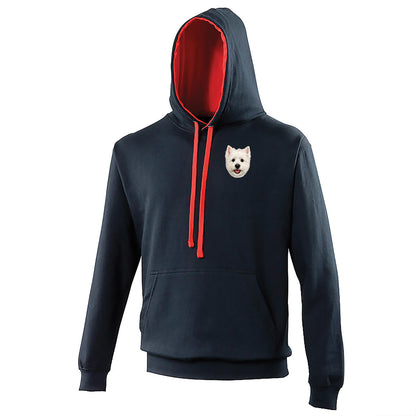 Westie Dog Face Contrast Hoodie