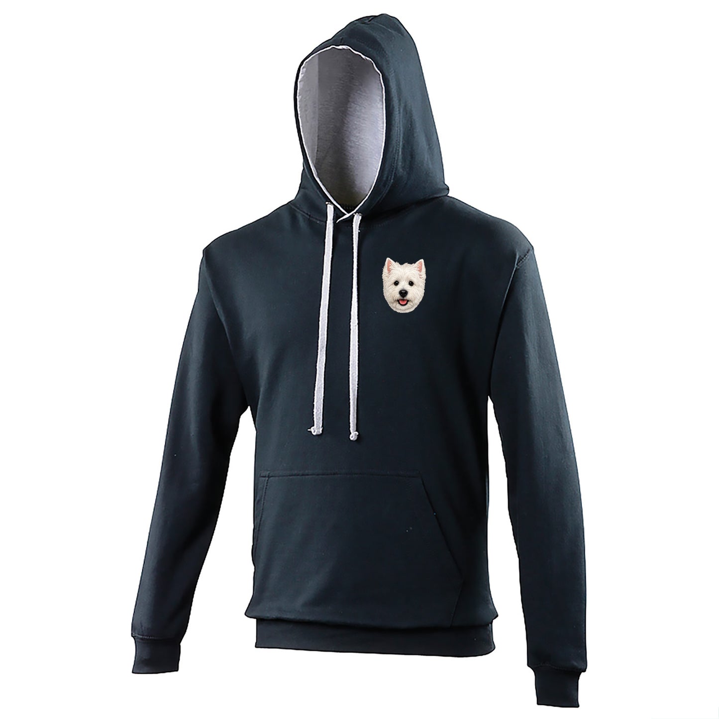 Westie Dog Face Contrast Hoodie
