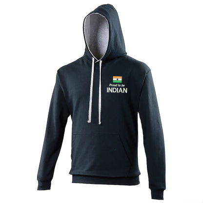 Proud to be Indian Embroidered Contrast Hoodie