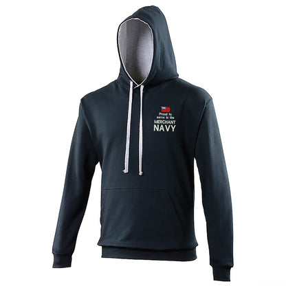 Proud to Serve in The Merchant Navy Embroidered Contrast Hoodie