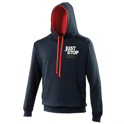 Just Stop Oil Embroidered Contrast Hoodie