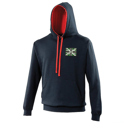 Hibs Coloured Union Jack  Embroidered Contrast Hoodie