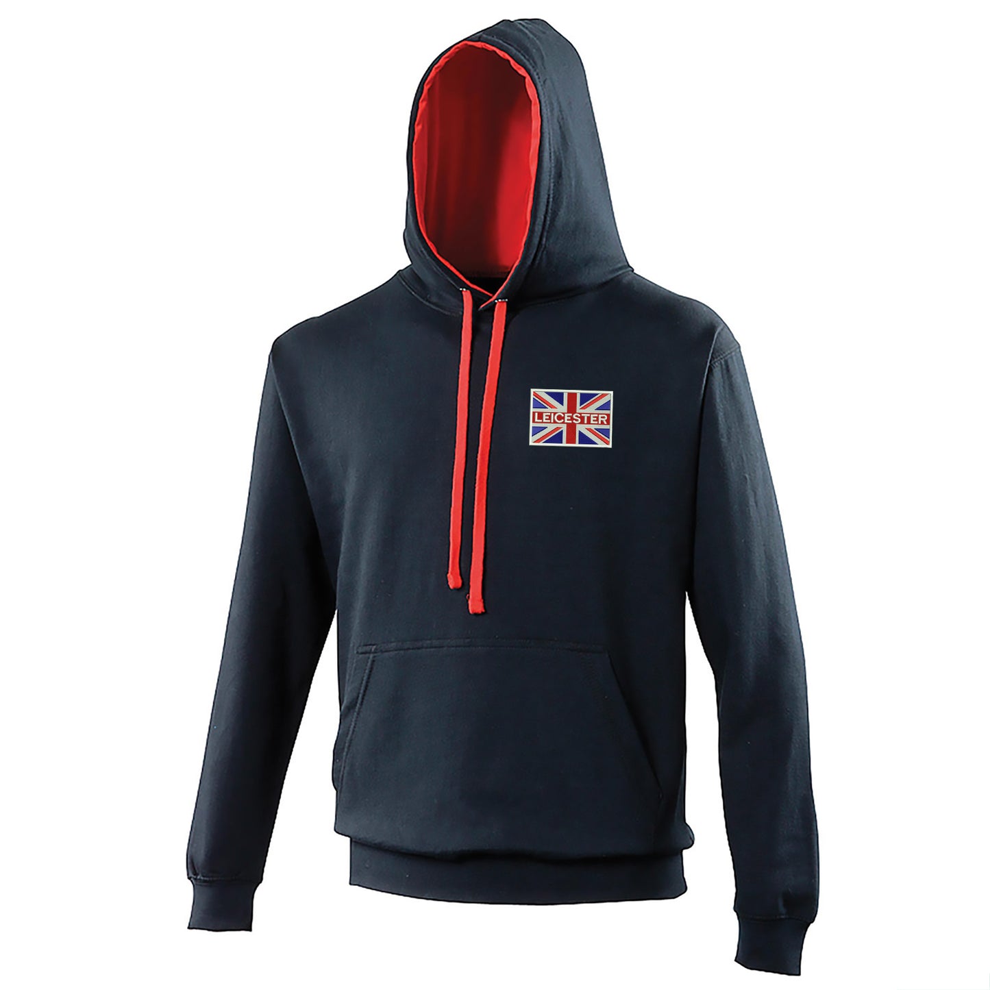 Leicester Coloured Union Jack Embroidered Contrast Hoodie