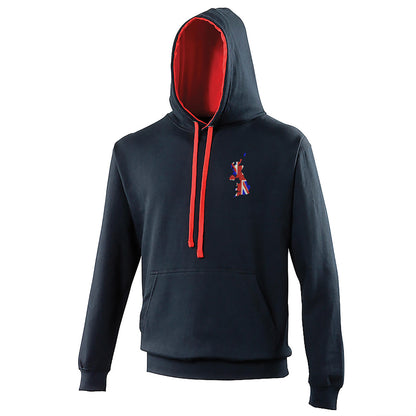 United Kingdom Flag Map Embroidered Contrast Hoodie