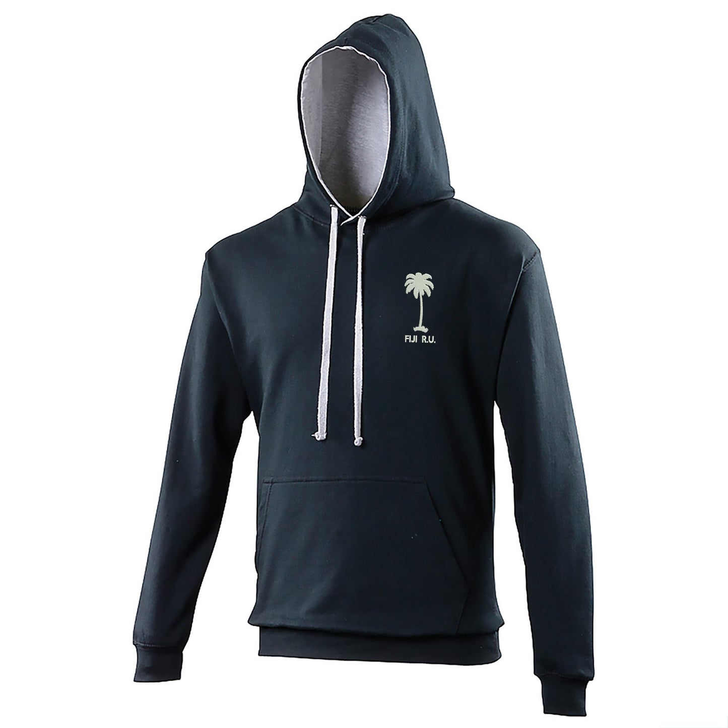Retro Fiji Rugby 1920s Embroidered Contrast Hoodie