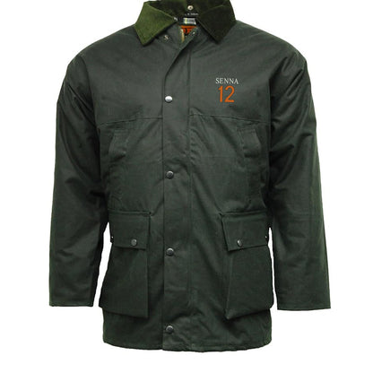 Retro Senna 12 Embroidered Padded Wax Jacket