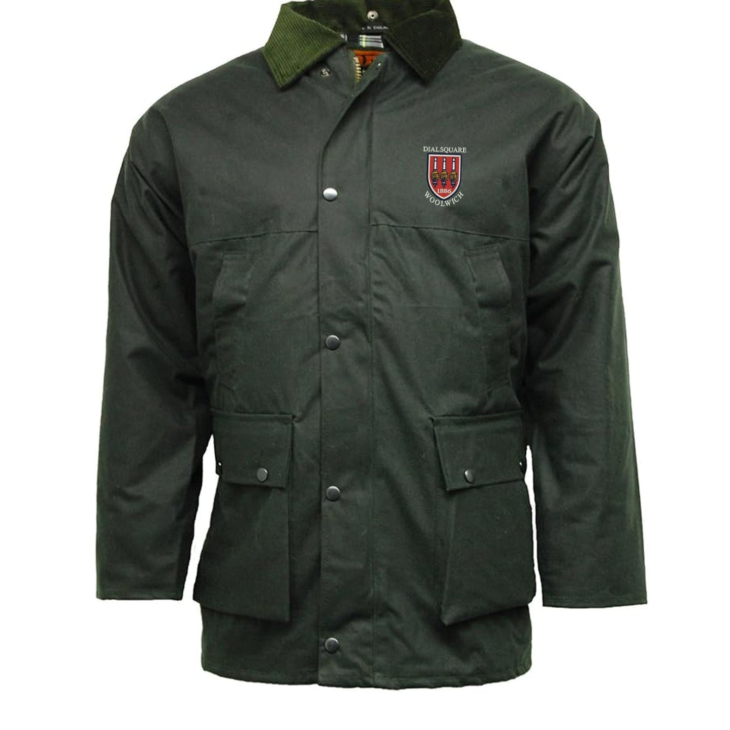 Retro Dial Square Embroidered Padded Wax Jacket