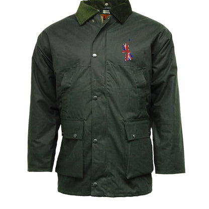 United Kingdom Flag Map Embroidered Padded Wax Jacket