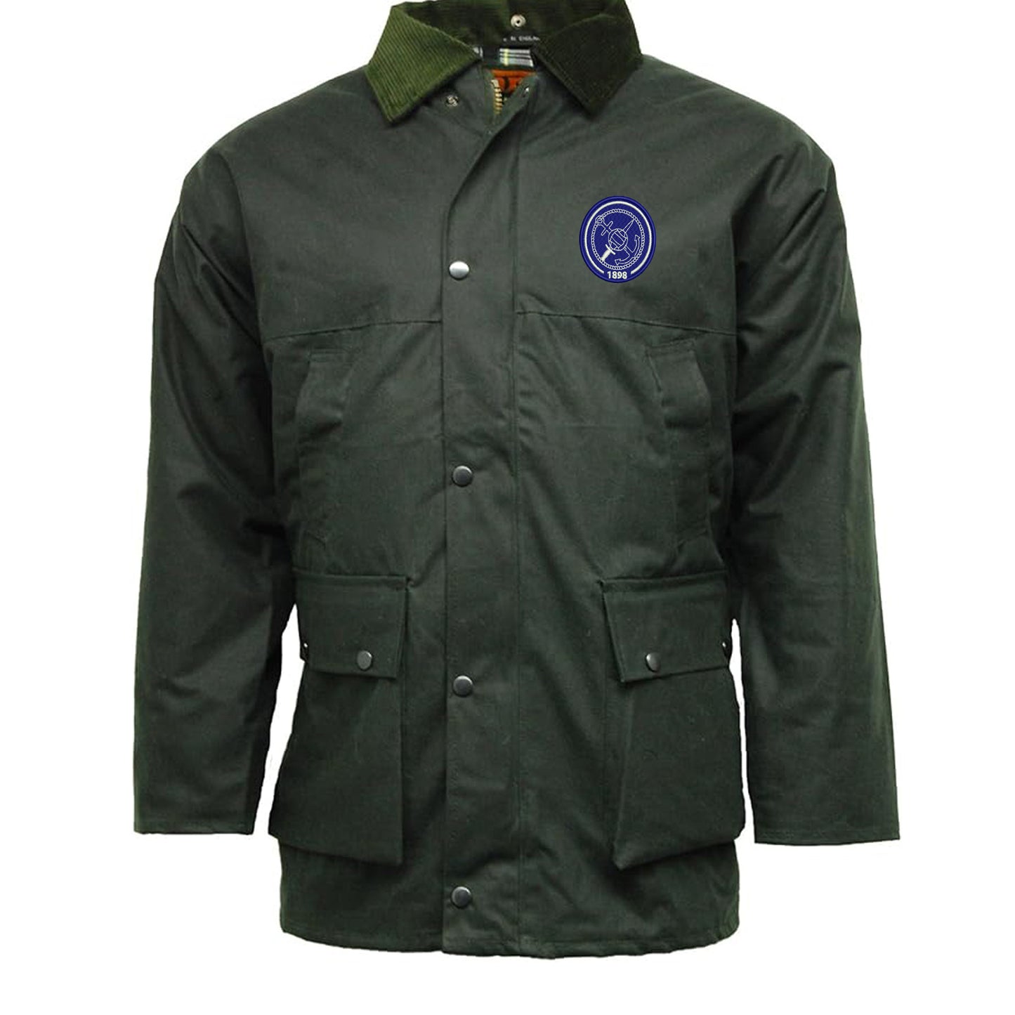 Retro Portsmouth 1898 Embroidered Padded Wax Jacket