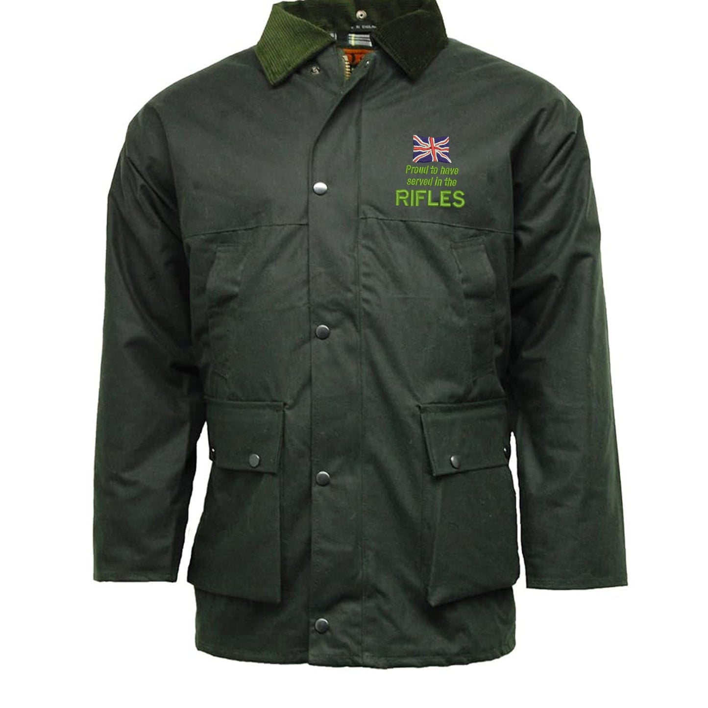 Proud to Have Served in The Rifles Embroidered Padded Wax Jacket