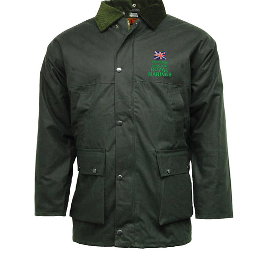 Proud to Have Served in The Royal Marines Embroidered Padded Wax Jacket