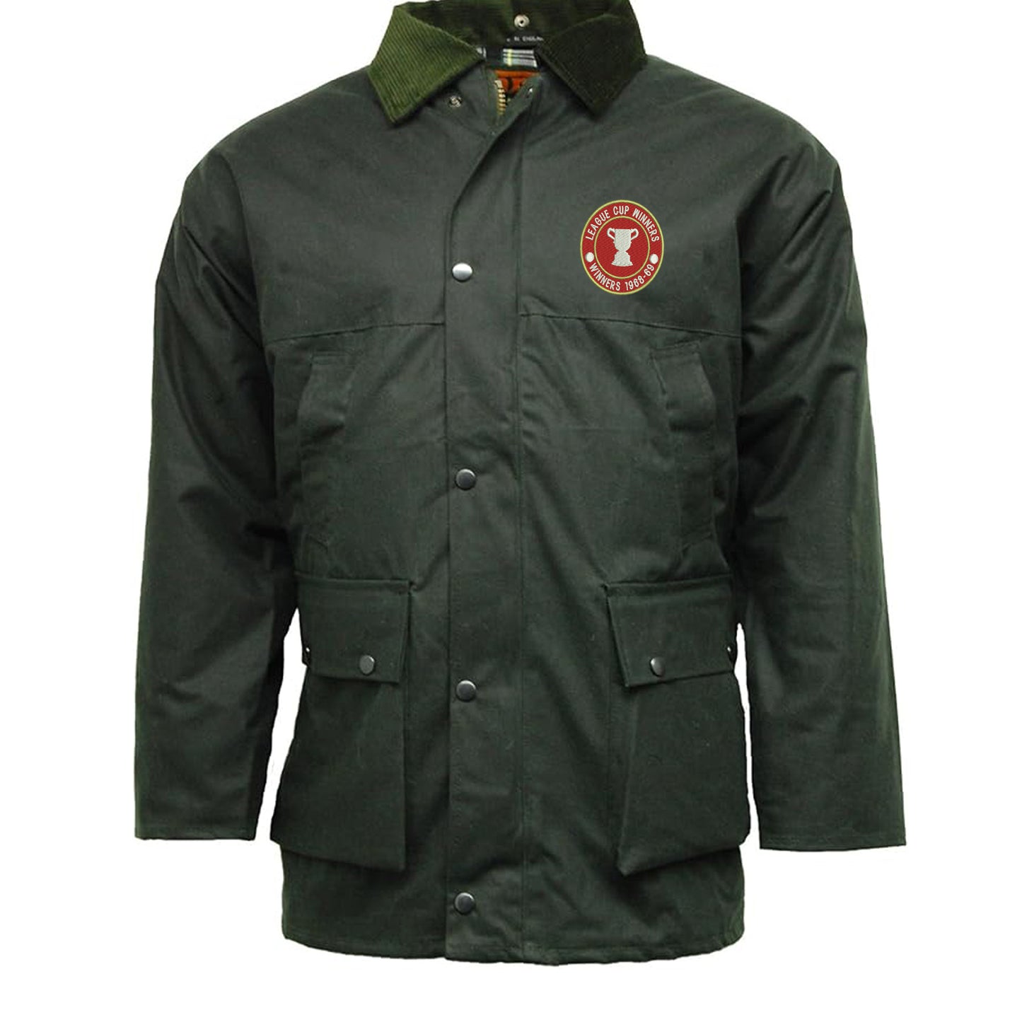 Retro Swindon Town Football League Cup Winners 1969 Embroidered Padded Wax Jacket