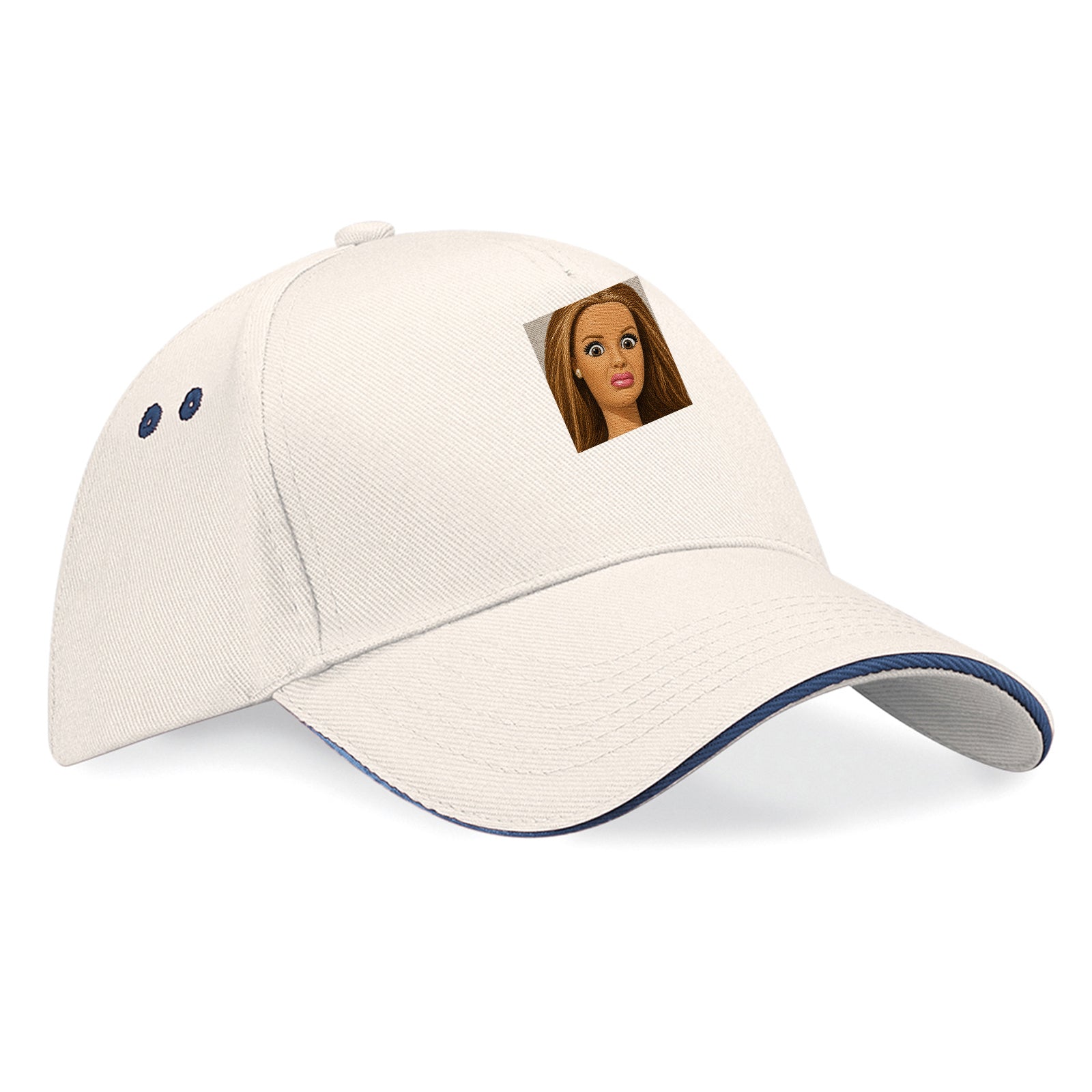 Funny Distressed Doll Face Meme Baseball Cap