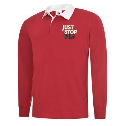 Just Stop Oil Embroidered Classic Rugby Shirt