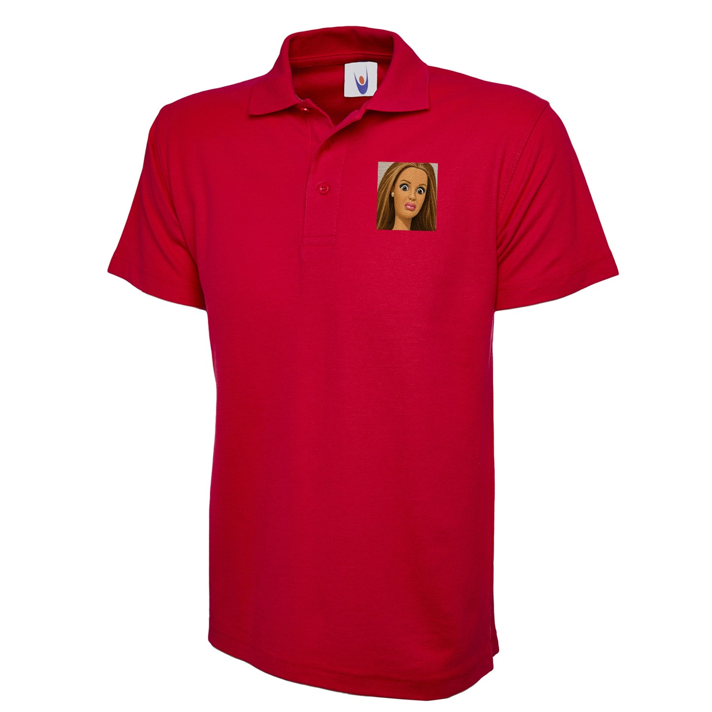Distressed Doll Face Meme Embroidered Classic Polo Shirt