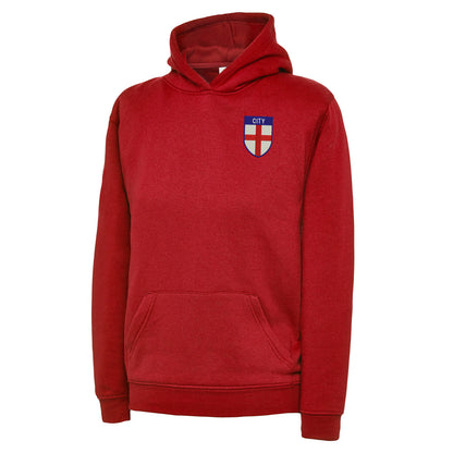 City Flag of England Shield Embroidered Children's Hoodie