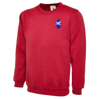 Scotland Flag Map Embroidered Classic Sweatshirt
