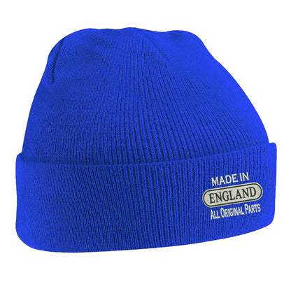Made in England All Original Parts Embroidered Beanie Hat