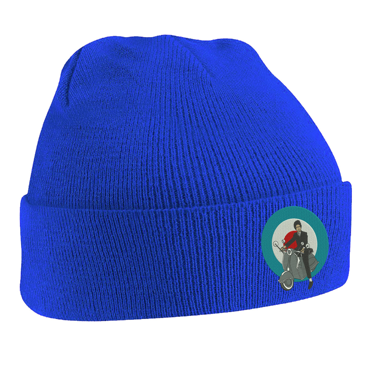 Retro MOD Scooter Embroidered Beanie Hat