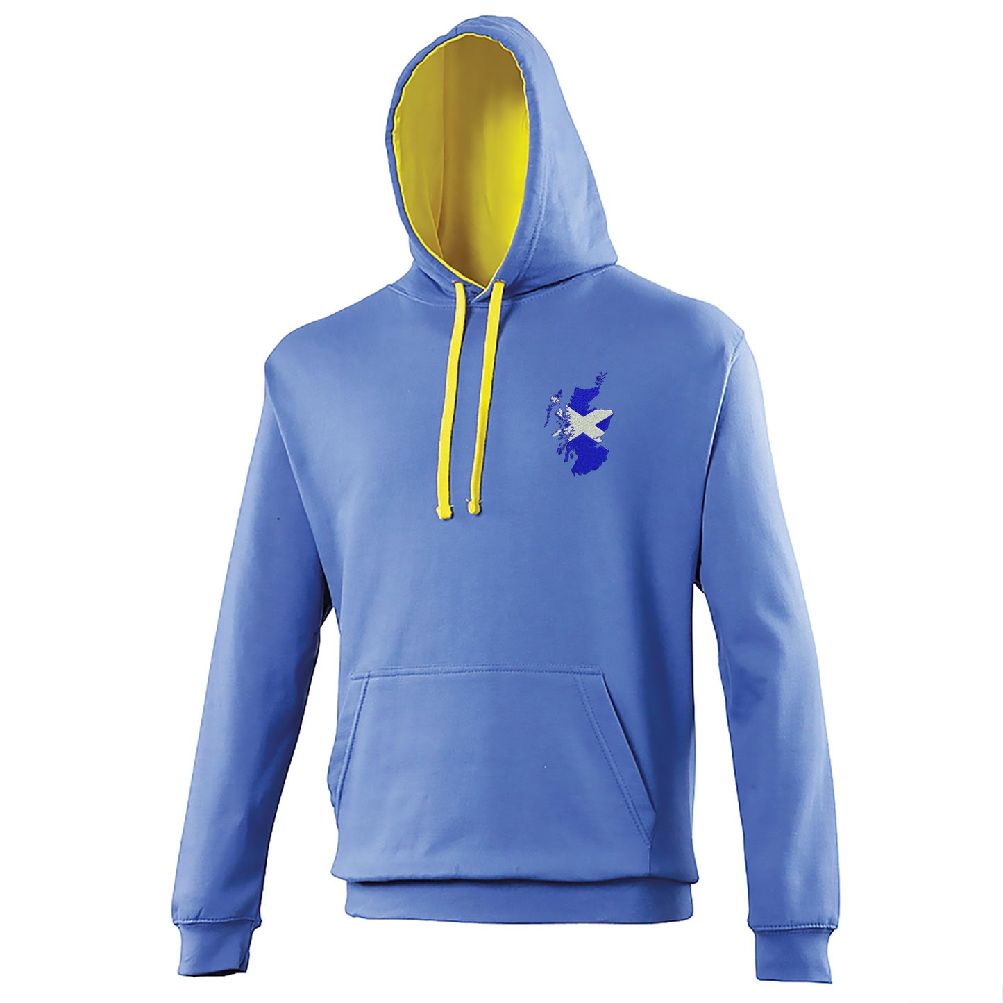 Scotland Flag Map Embroidered Contrast Hoodie