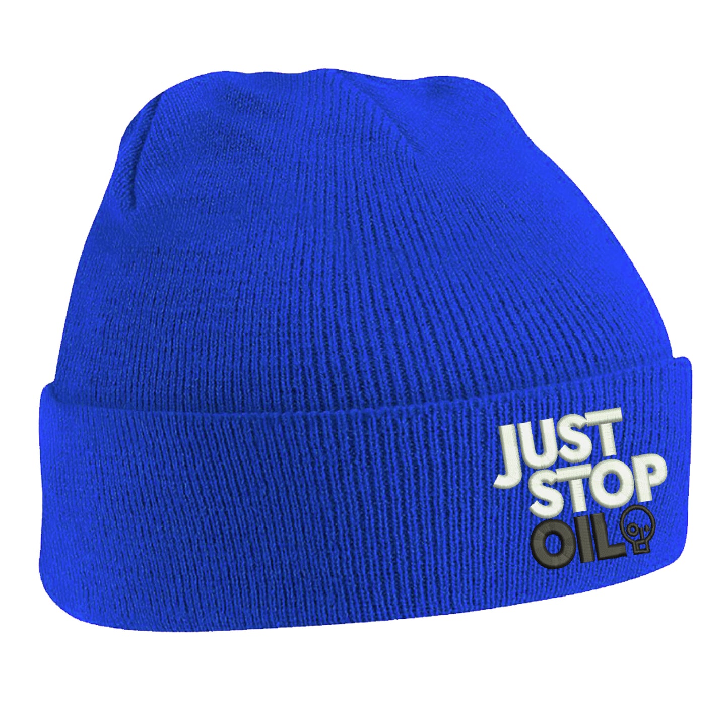 Just Stop Oil Embroidered Beanie Hat