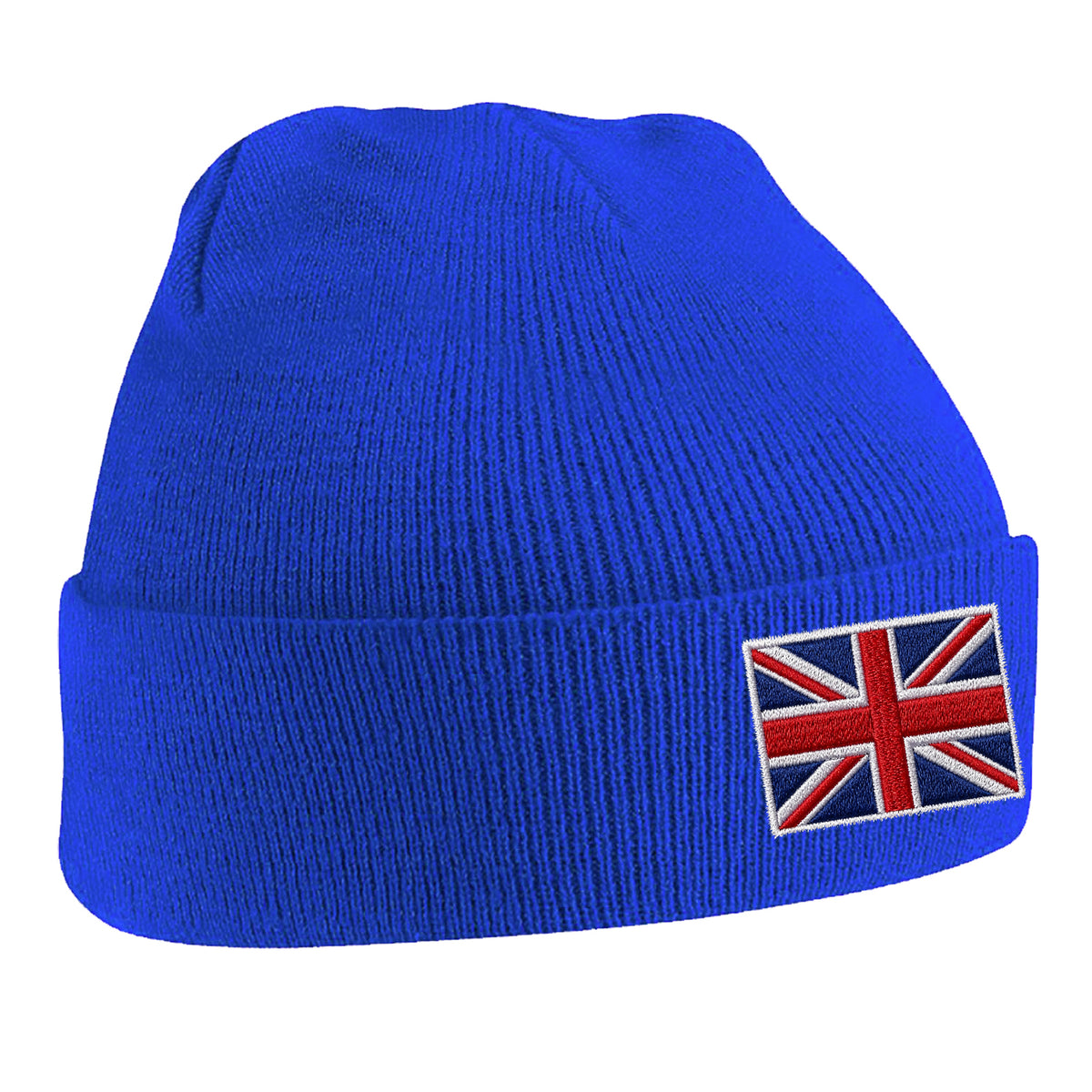 Union Jack Flag Embroidered Beanie Hat