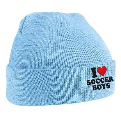 I Love Soccer Boys Beanie Hat