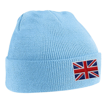 Union Jack Flag Embroidered Beanie Hat