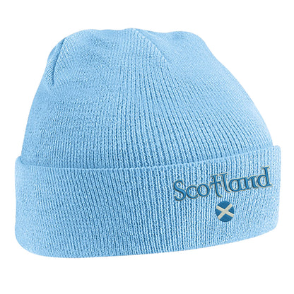 Scotland Circle Flag Embroidered Beanie Hat
