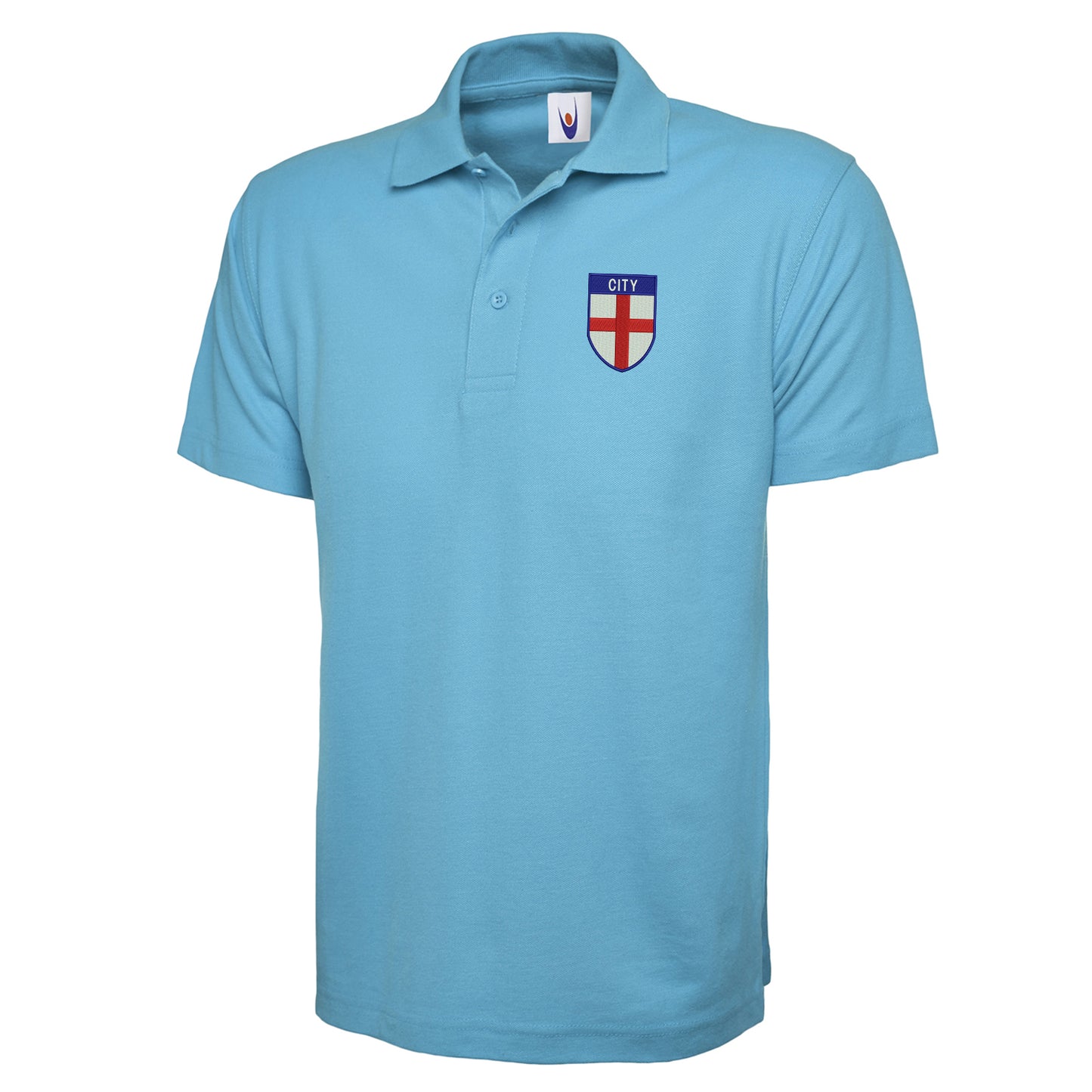 City Flag of England Shield Classic Embroidered Polo Shirt