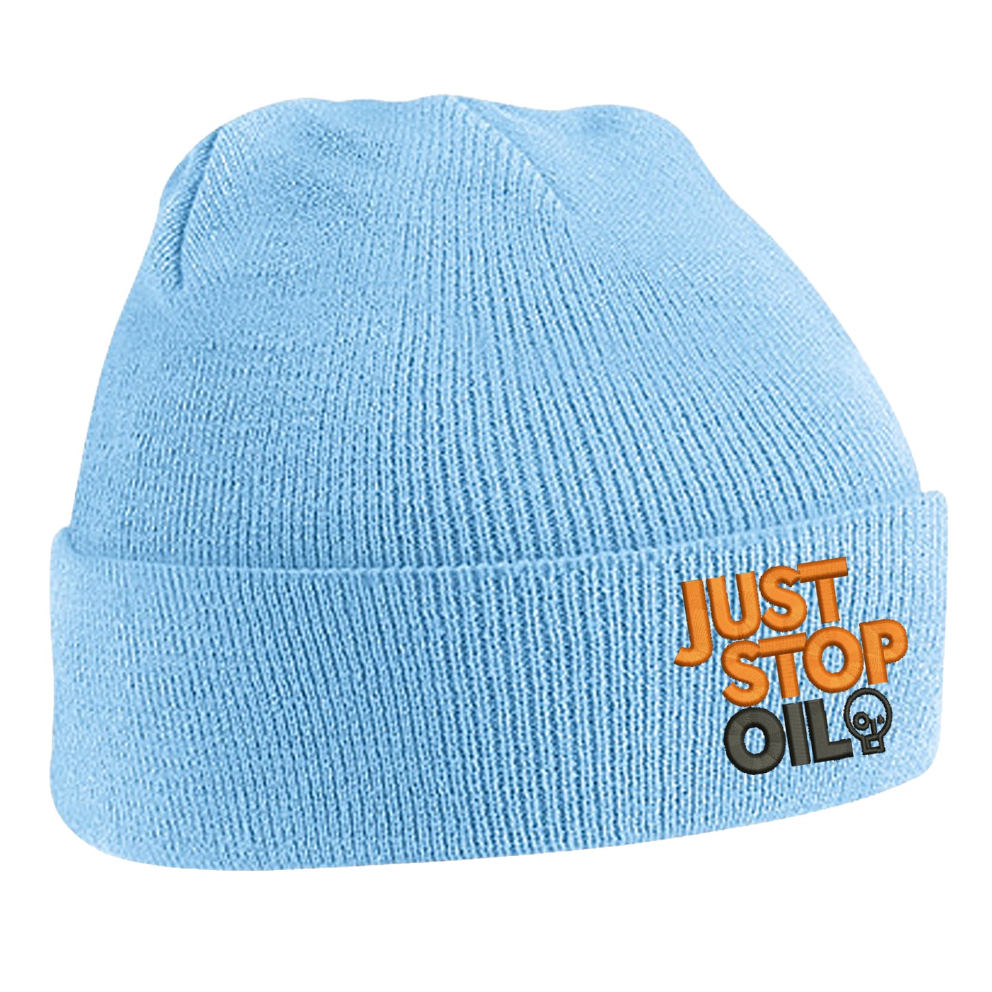 Just Stop Oil Embroidered Beanie Hat