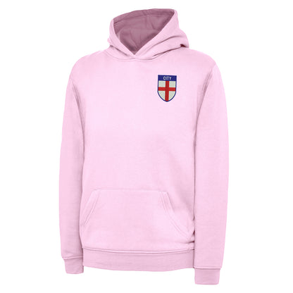 City Flag of England Shield Embroidered Children's Hoodie