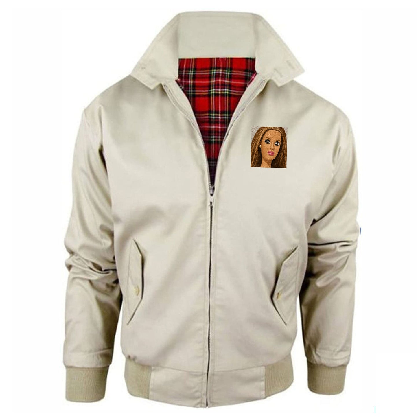 Funny Distressed Doll Face Meme Jacket Mens