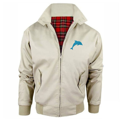 Dolphin Embroidered Classic Harrington Jacket
