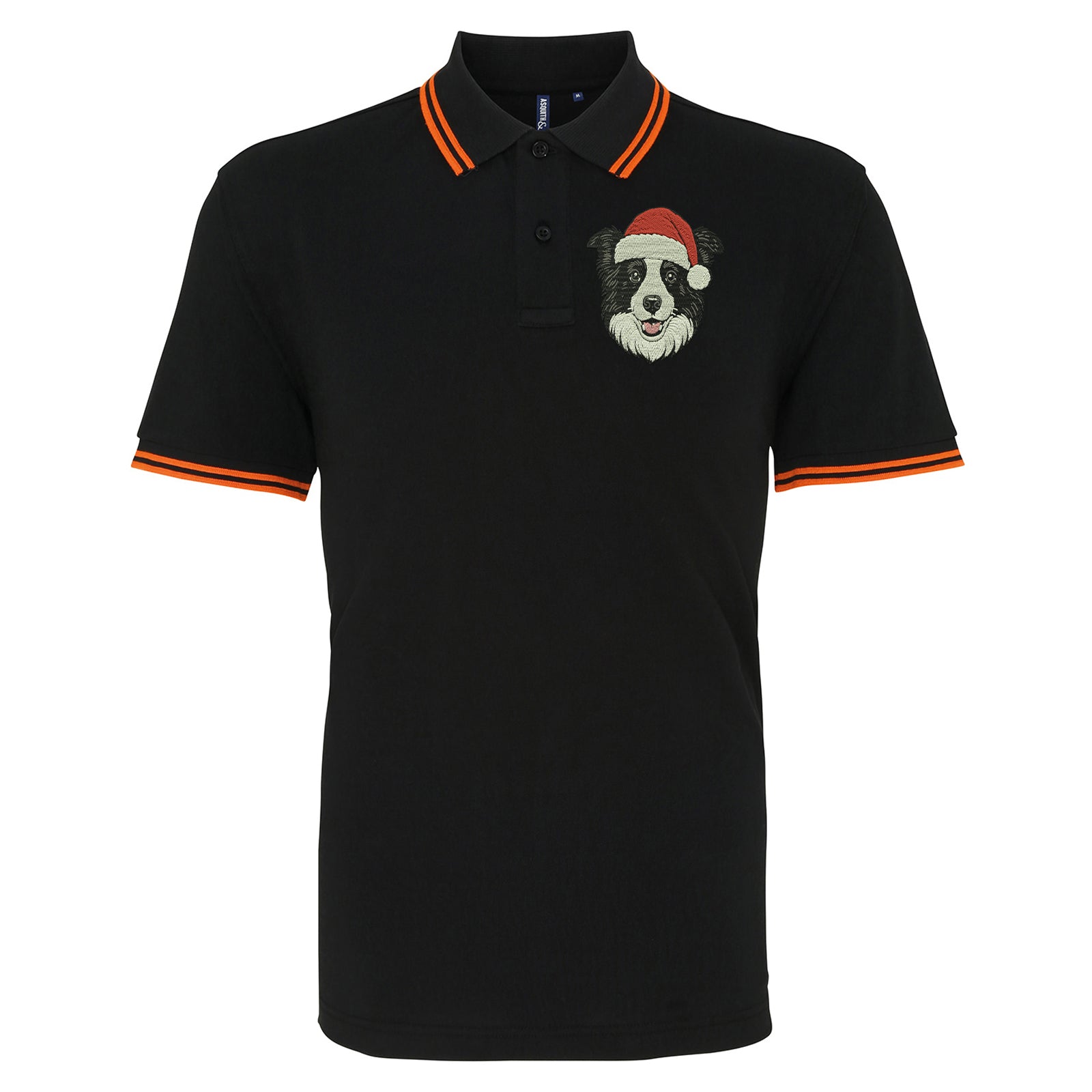 Border Collie Christmas Tipped Polo Shirt