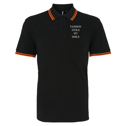 Fashion Stole My Smile Tipped Polo Shirt 