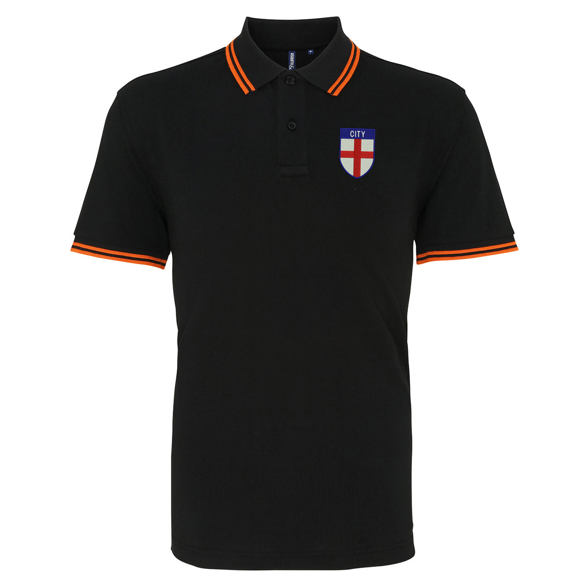City Flag of England Shield Tipped Embroidered Polo Shirt