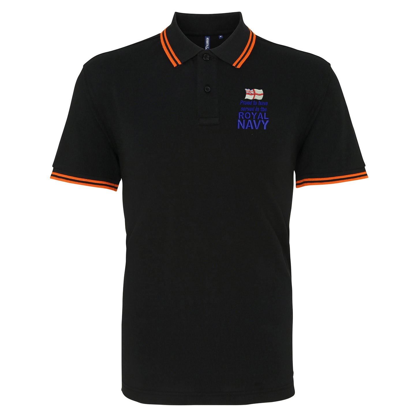 Proud to Have Served in The Royal Navy Embroidered Tipped Polo Shirt