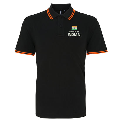 Proud to be Indian Embroidered Tipped Polo Shirt