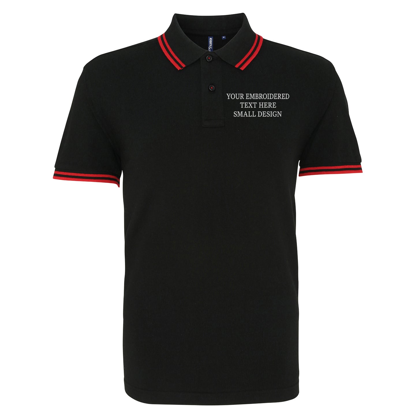 Personalised Custom Small Text Tipped Polo Shirt 