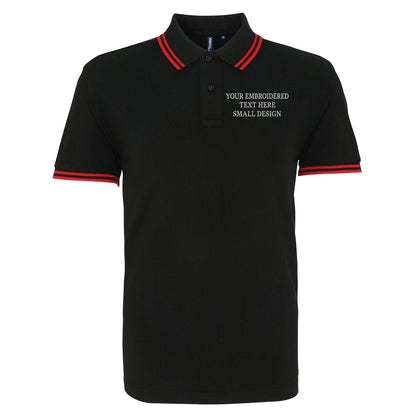 Personalised Custom Small Text Tipped Polo Shirt 