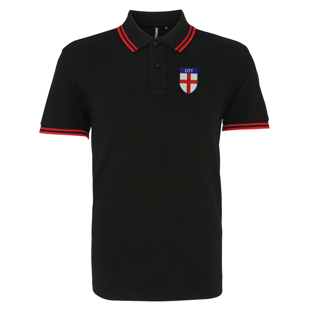 City Flag of England Shield Tipped Embroidered Polo Shirt