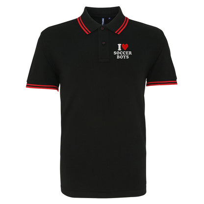 I Love Soccer Boys Tipped Polo Shirt 